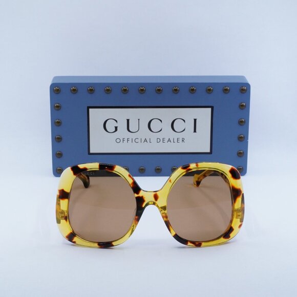 Gucci GG1235S 002 Square Sunglasses - Shiny Yellow Spotted Havana main image 8